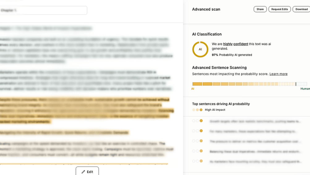 Example of a text AI-content checker