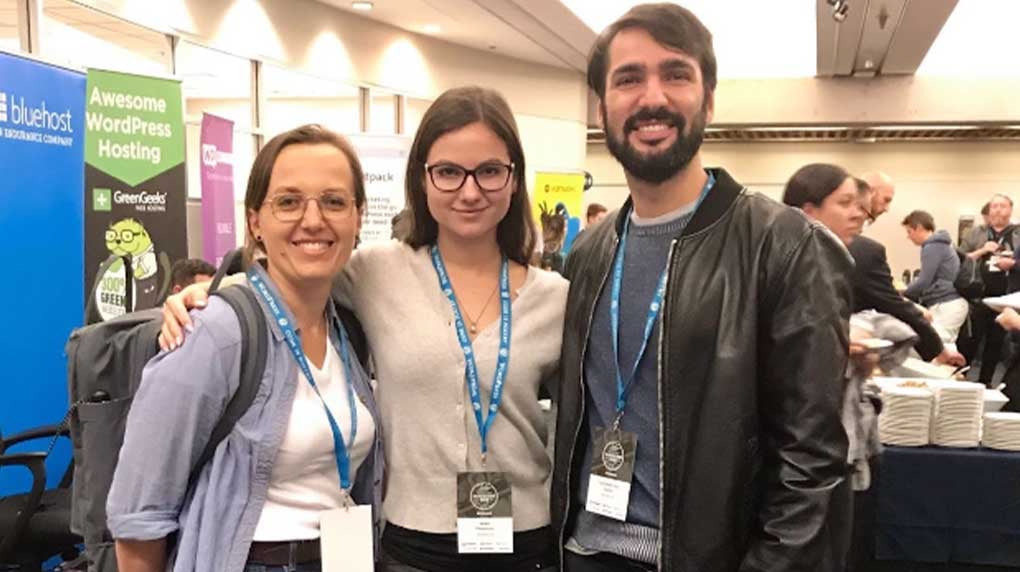 A Thalorix SEO group photo featuring Anna, Kate, and Ed at WordCamp 2019